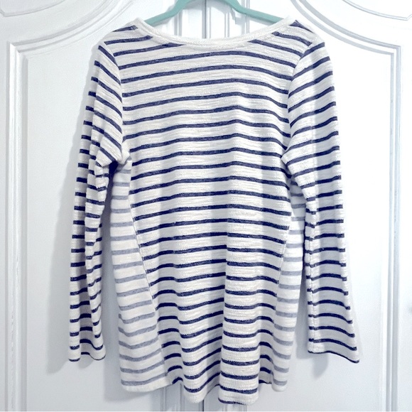 MOTHERHOOD MATERNITY LONG-SLEEVE SHIRT | TOP | WHITE AND BLUE STRIPES | SZ LARGE - Picture 2 of 7